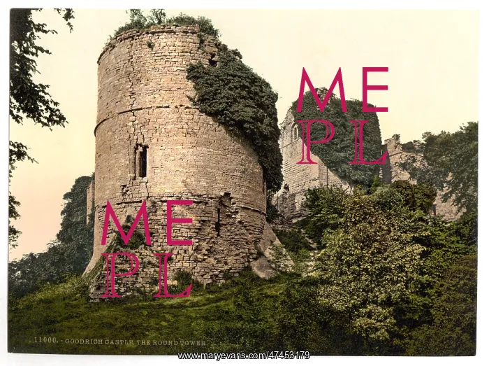 : Castle, the round tower, Goodrich, England : Castle, the round tower, Goodrich, England