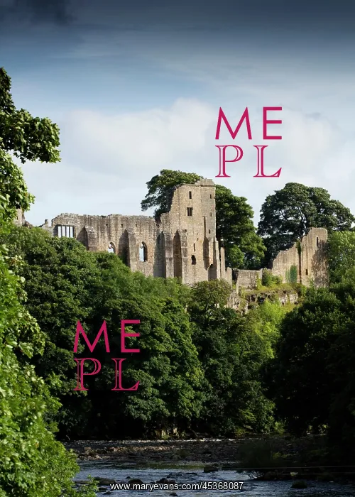 : Castle ruins from the north, with the river Tees : Castle ruins from the north, with the river Tees