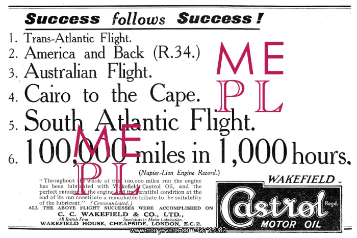 : Castrol Achievements 1923-1924 : Castrol Achievements 1923-1924