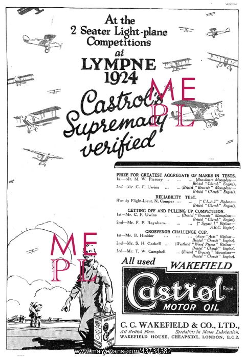 : Castrol Aero Engine Oil - Lympne Trials : Castrol Aero Engine Oil - Lympne Trials