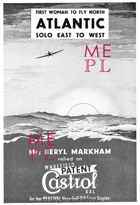 : Castrol Aero Oils - Markham Atlantic Flight : Castrol Aero Oils - Markham Atlantic Flight