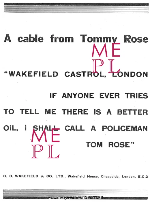 : Castrol Aero Oils - Tommy Rose Cable : Castrol Aero Oils - Tommy Rose Cable