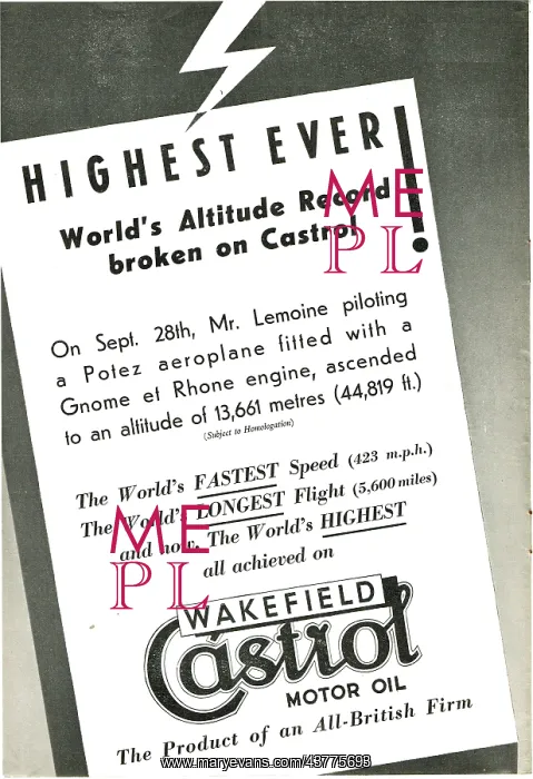 : Castrol Altitude Record Lemoine Potez : Castrol Altitude Record Lemoine Potez