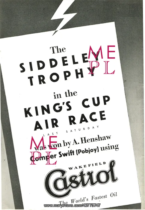 : Castrol Siddeley Trophy : Castrol Siddeley Trophy