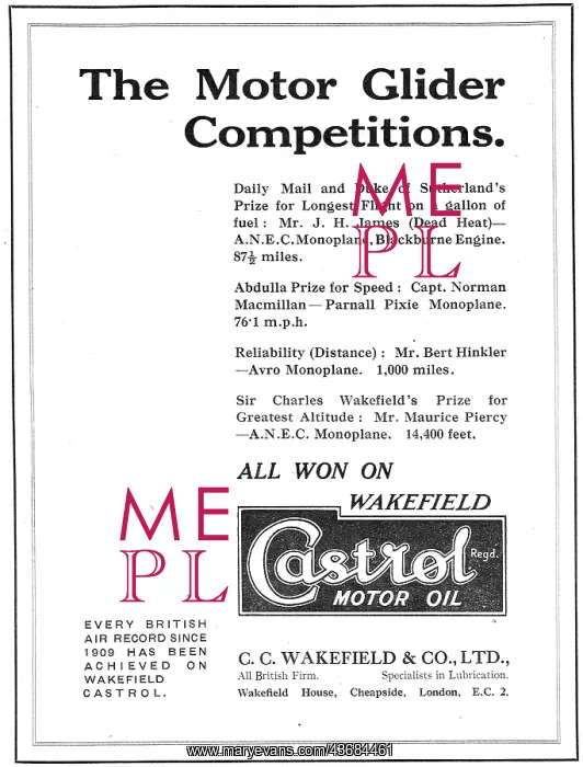 : Castrol Triumphs In Light Aeroplane Competitions At Lympne : Castrol Triumphs In Light Aeroplane Competitions At Lympne