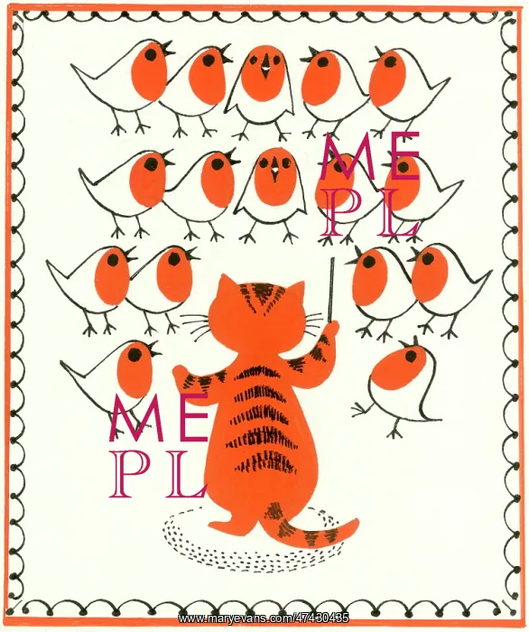  : Cat conducting a choir of robins