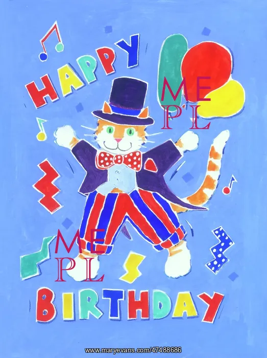 : Cat in Top Hat and Tails, with Happy Birthday : Cat in Top Hat and Tails, with Happy Birthday