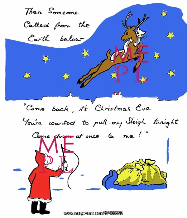 : Cat on Reindeer, Father Christmas & sacks : Cat on Reindeer, Father Christmas & sacks