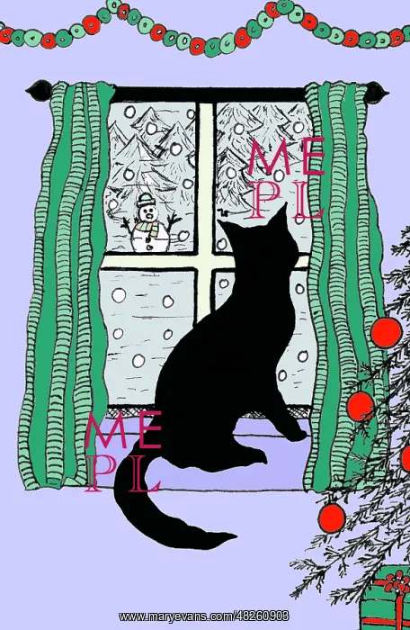 : Cat watching the snow fall outside : Cat watching the snow fall outside