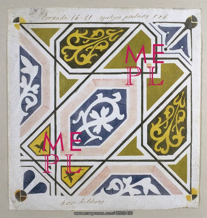 : Catalan Modernism. Original desing of tile for the decoratio : Catalan Modernism. Original desing of tile for the decoratio