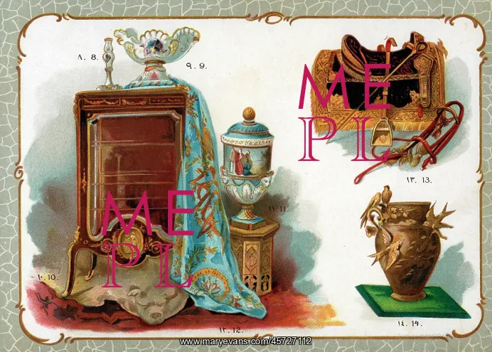 : Catalogue illustration, cabinet, embroidered cover, etc : Catalogue illustration, cabinet, embroidered cover, etc