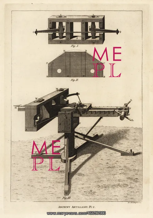 : The catapulta. Ancient machine for projecting darts : The catapulta. Ancient machine for projecting darts