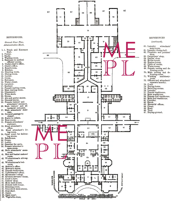 : Caterham and Leavesden administrative block plan, 1868 : Caterham and Leavesden administrative block plan, 1868