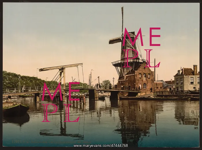 : Catharine Bridge and windmill, Haarlem, Holland : Catharine Bridge and windmill, Haarlem, Holland