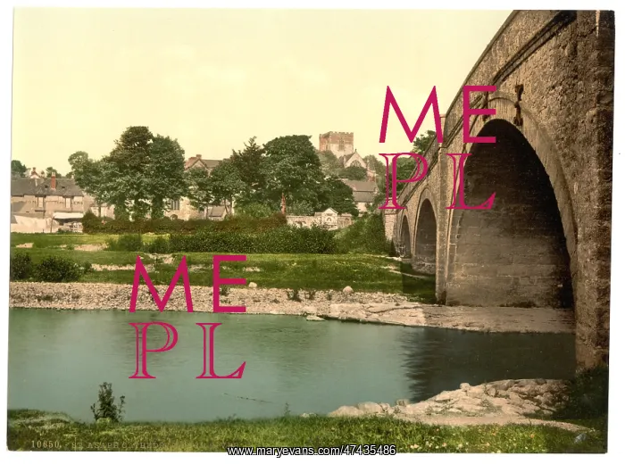: Cathedral, from the river, St. Asaph, Wales : Cathedral, from the river, St. Asaph, Wales