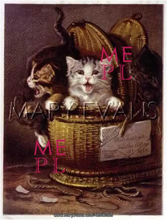 : CATS IN A BASKET 1890 : CATS IN A BASKET 1890