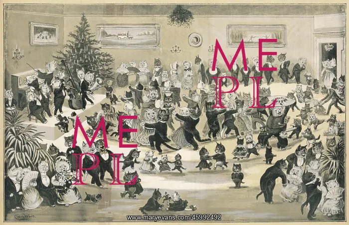 : A Cat's Christmas Dance by Louis Wain : A Cat's Christmas Dance by Louis Wain