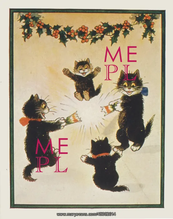 : Cats pulling crackers at a Christmas party : Cats pulling crackers at a Christmas party
