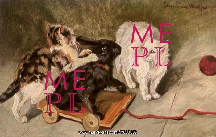  : Cats and Toy Rabbit
