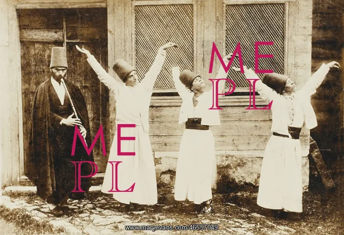 : Caucasus, Young Circassian Dervishes with ney player : Caucasus, Young Circassian Dervishes with ney player