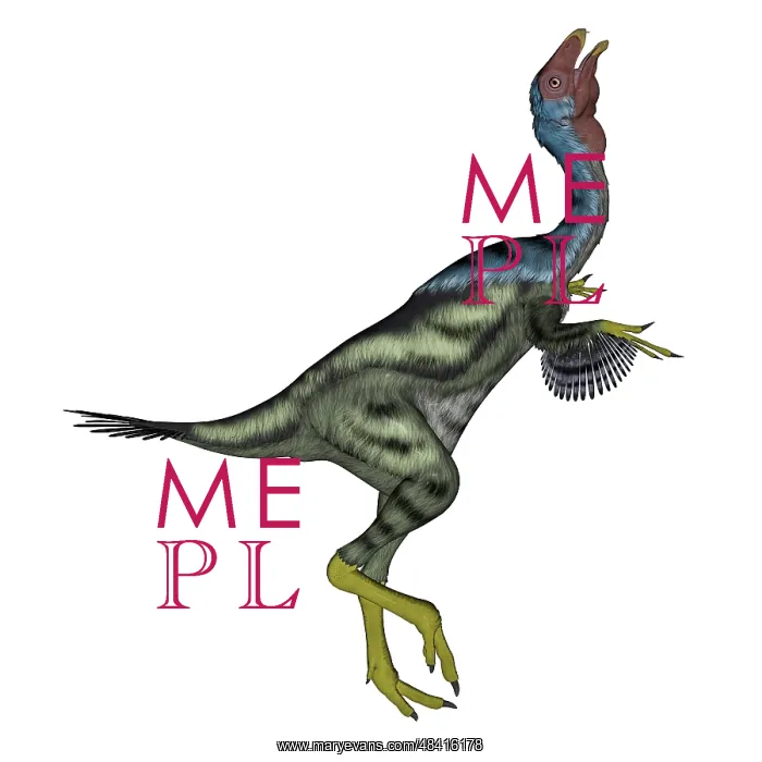 : Caudipteryx dinosaur with head up : Caudipteryx dinosaur with head up
