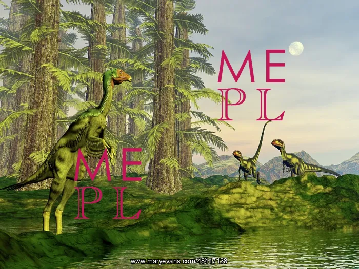 : A Caudipteryx watching Dilong dinosaurs approaching : A Caudipteryx watching Dilong dinosaurs approaching