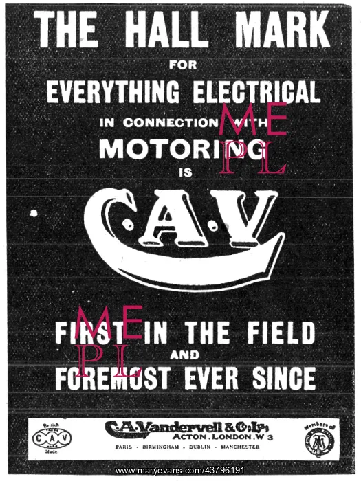 : C.A.V. Vandervell Electrical Equipment : C.A.V. Vandervell Electrical Equipment