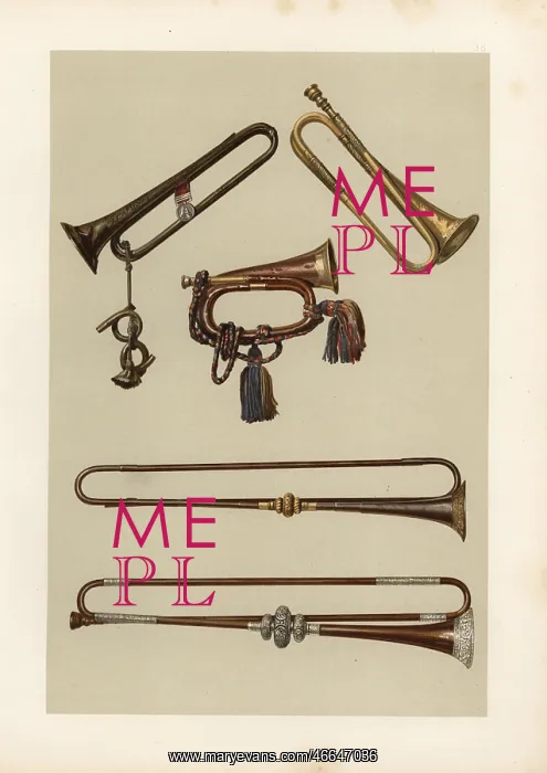 : Cavalry bugle and trumpets : Cavalry bugle and trumpets