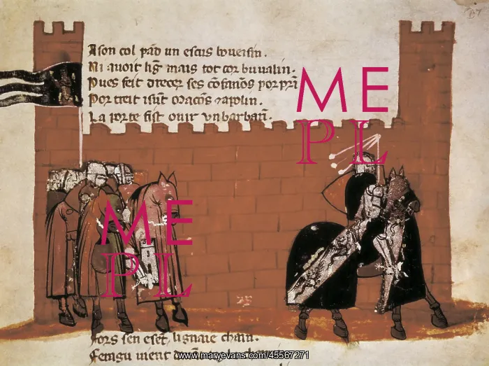 : The cavalry leaving the castle. Illustration : The cavalry leaving the castle. Illustration