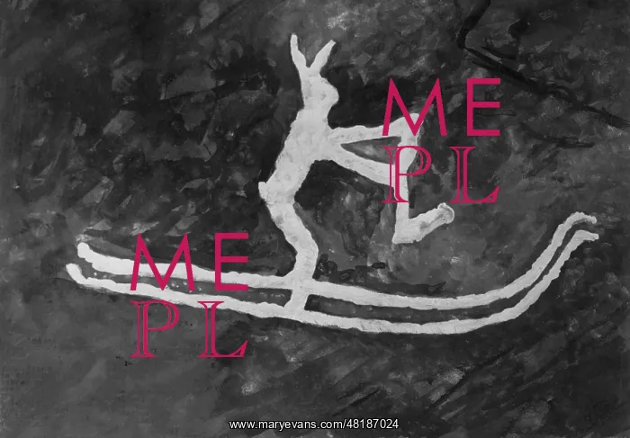 : Cave drawing of a skier : Cave drawing of a skier