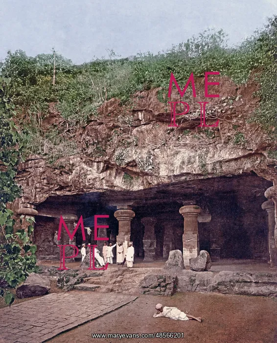 : Caves at Elephanta, Bombay (Mumbai), India, circa 1890s : Caves at Elephanta, Bombay (Mumbai), India, circa 1890s