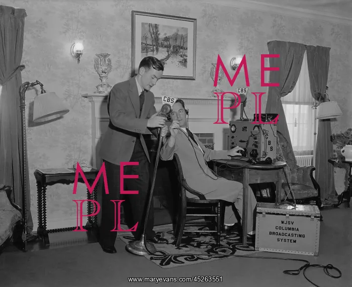  : CBS Radio engineers testing the mikes and controls