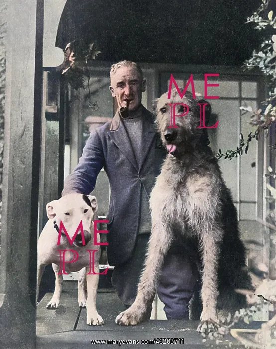 : Cecil Aldin with two dogs : Cecil Aldin with two dogs