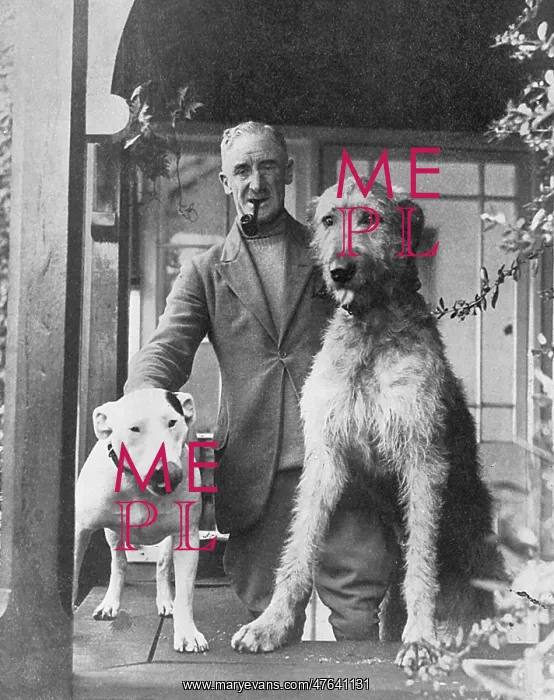 : Cecil Aldin with two dogs : Cecil Aldin with two dogs