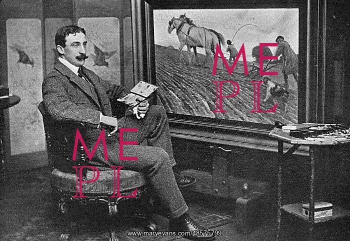 : Cecil Aldin in his studio : Cecil Aldin in his studio