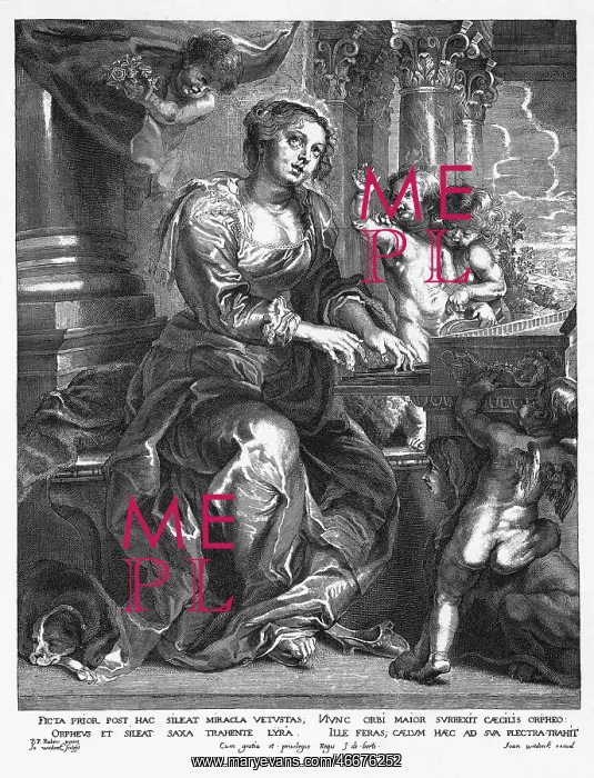 : Cecily, circa 200 - 22.11.230, Roman noblewoman, Saint, copper engraving by Jan : Cecily, circa 200 - 22.11.230, Roman noblewoman, Saint, copper engraving by Jan