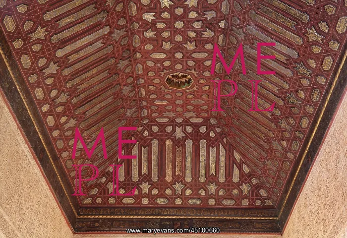 : Ceiling, Gilded Room, Alhambra, Granada, Andalusia, Spain : Ceiling, Gilded Room, Alhambra, Granada, Andalusia, Spain