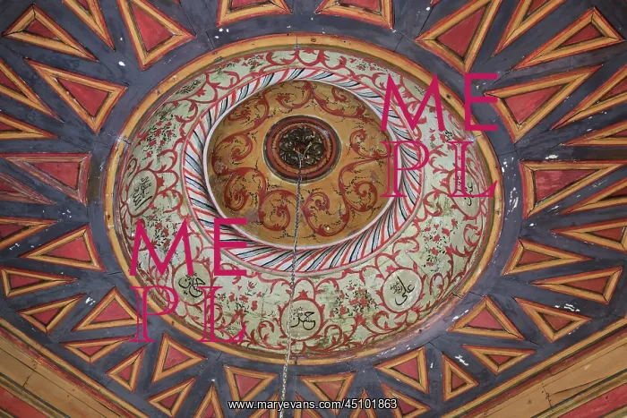 : Ceiling, Prayer Hall, King Mosque, Berat, Albania : Ceiling, Prayer Hall, King Mosque, Berat, Albania
