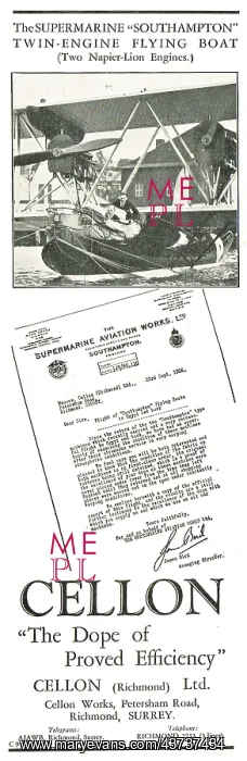 : Cellon Dope Specified For The Supermarine : Cellon Dope Specified For The Supermarine
