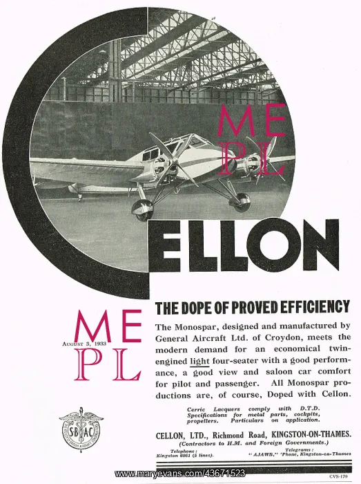 : Cellon General Aircraft Monospar : Cellon General Aircraft Monospar