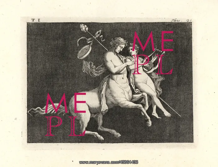 : Centaur carrying a youth and teaching him to play the lyre : Centaur carrying a youth and teaching him to play the lyre