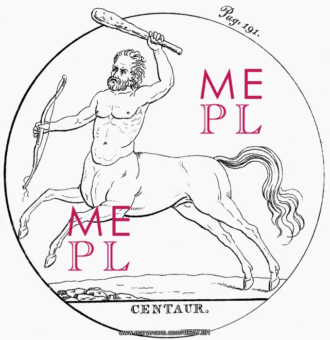  : centaur, Greek mythical creature, engraving