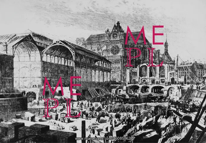 : Central market of Paris (Les Halles). In the background: : Central market of Paris (Les Halles). In the background: