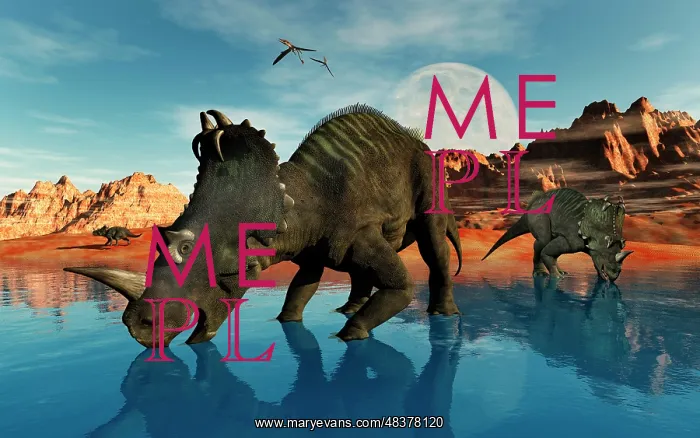 : Centrosaurus dinosaurs grazing at a watering place : Centrosaurus dinosaurs grazing at a watering place