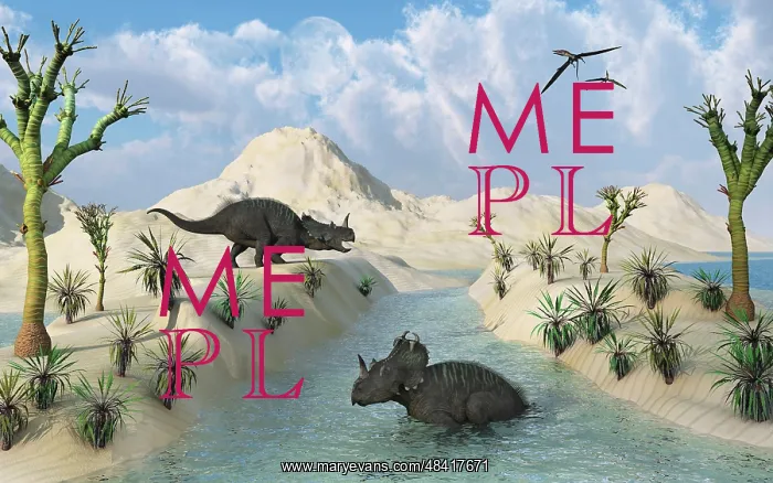 : Centrosaurus dinosaurs relaxing in a Cretaceous landscape : Centrosaurus dinosaurs relaxing in a Cretaceous landscape