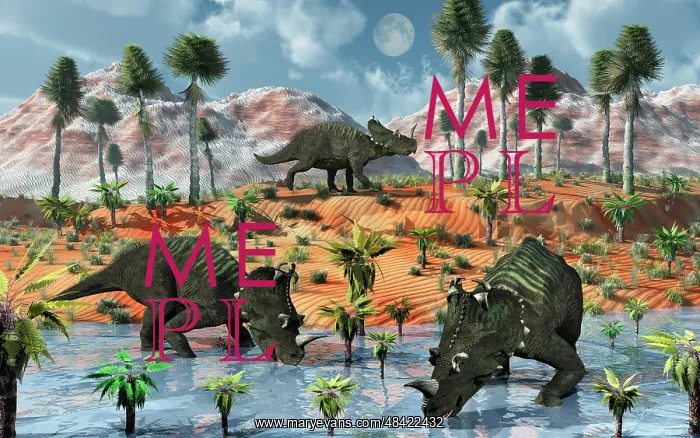 : Centrosaurus dinosaurs at a watering place : Centrosaurus dinosaurs at a watering place