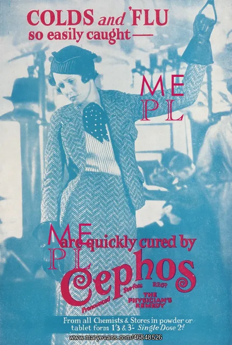 : Cephos cold and flu powder advertisement : Cephos cold and flu powder advertisement