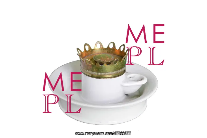 : Ceramic and brass ink well : Ceramic and brass ink well