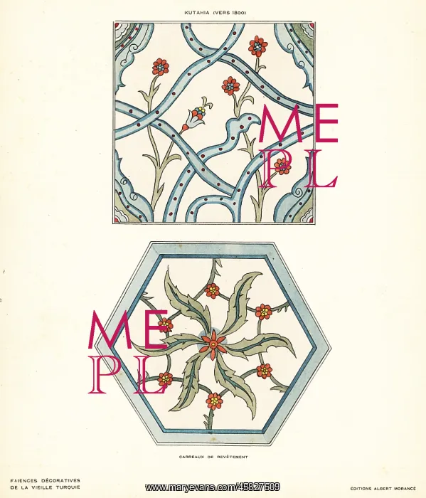 : Ceramic floor tiles decorated with flowers and : Ceramic floor tiles decorated with flowers and