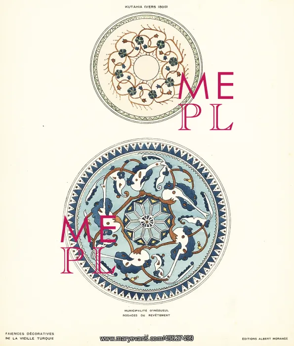 : Ceramic rosette tiles decorated with foliage made : Ceramic rosette tiles decorated with foliage made